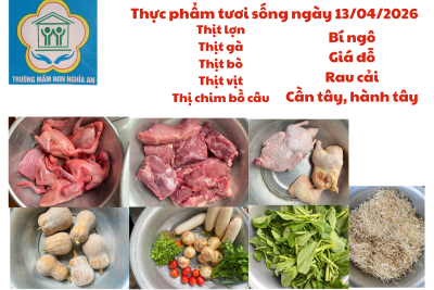 Thực đơn cho trẻ ngày 14/04/2026