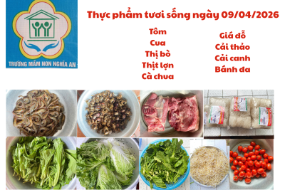 Thực đơn ngày 09/04/2026