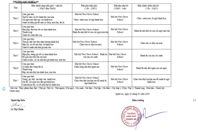 Thực đơn tháng 01 năm 2026