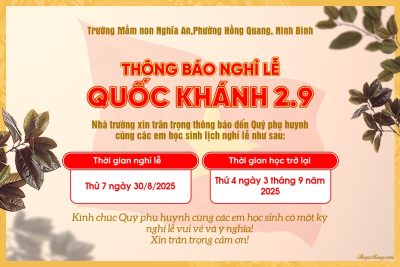 Nghỉ lễ quốc khánh 2/9/2025 !!!
