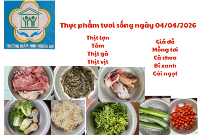 Thực đơn ngày 04/04/2026